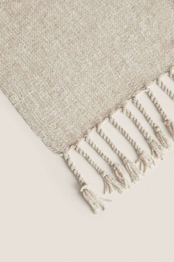 ZARA HOME ТОЛСТОЕ ОДЕЯЛО ИЗ СИНЕЛИ, ЖЕЛТОВАТО-КОРИЧНЕВЫЙ