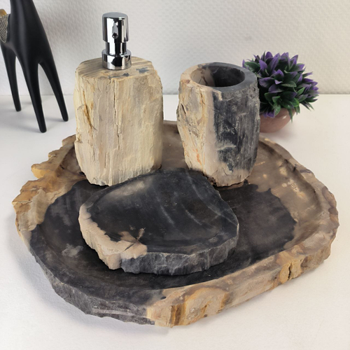 Набор из окаменелого дерева 4 предм Fossil Set NF-63063 поднос 33см*38см