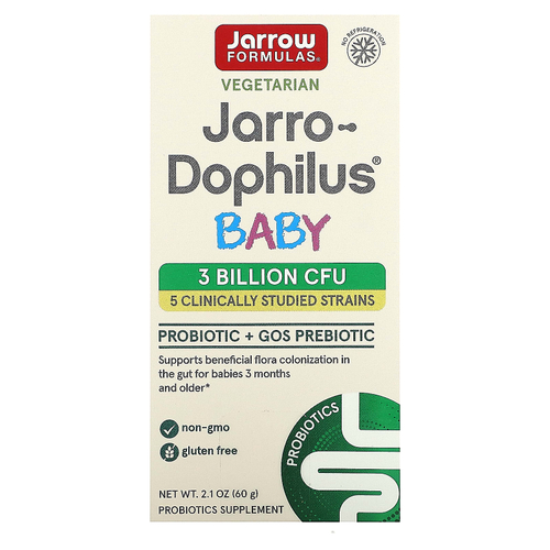 Jarrow Formulas, Jarro-Dophilus, вегетарианский пробиотик, для детей от 3 месяцев, 3 млрд КОЕ, 60 г (2,1 унции)
