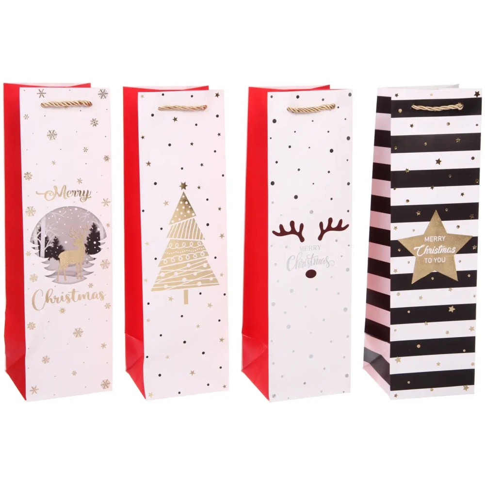 Пакет под бутылку «Волшебная зима» 11*38*11 см, микс