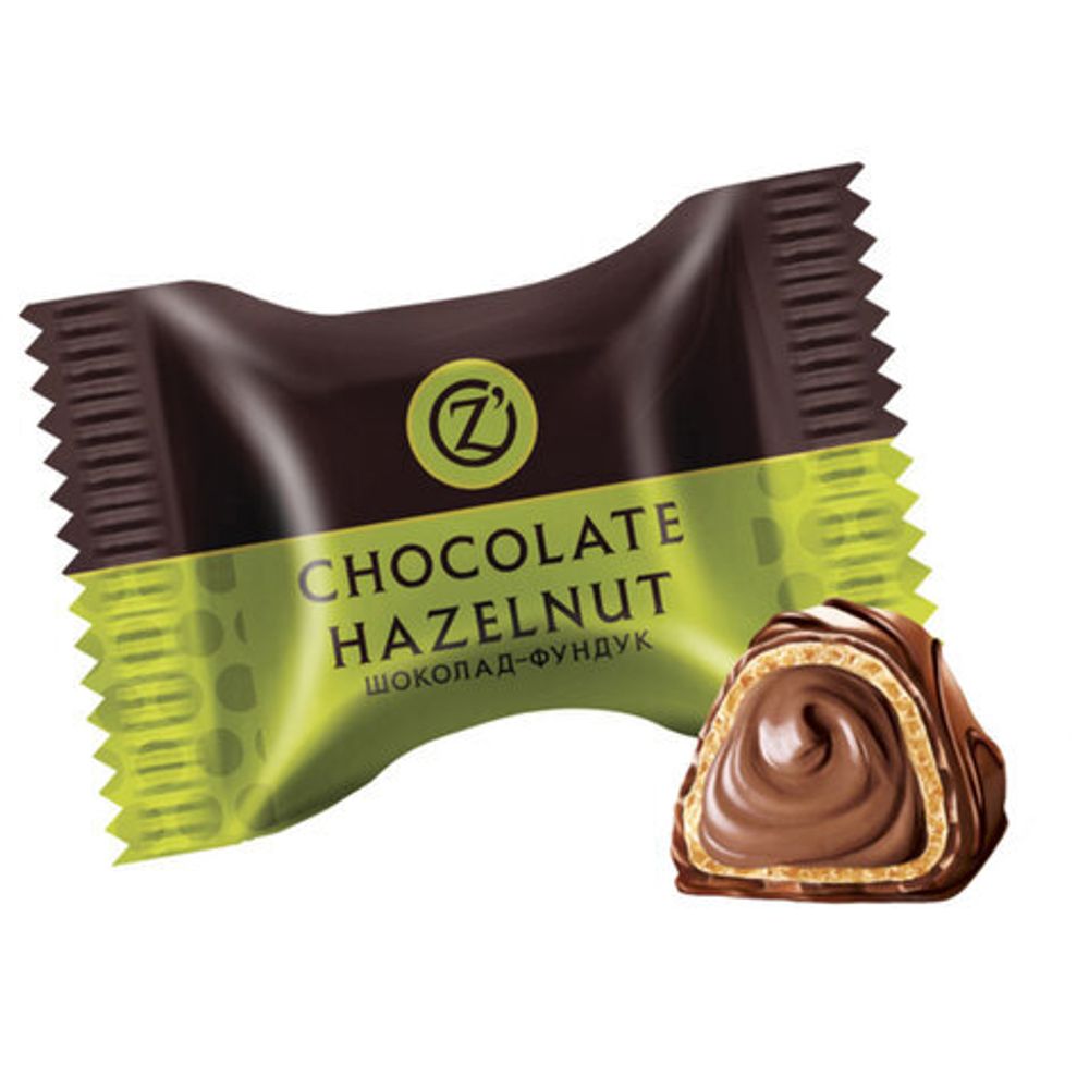 Конфеты вафельные O'ZERA "Chocolate Hazelnut" с начинкой из фундучной пасты в шоколаде, гофрокороб 2 кг, ВК414