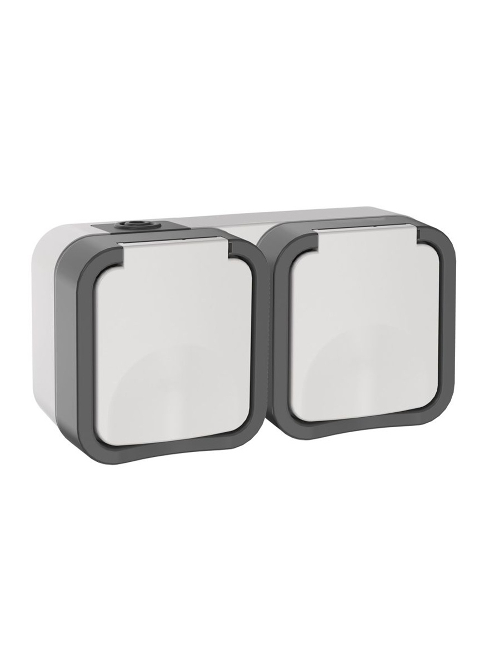 Розетка 2-м ОП TORS 16А IP55 TS222 горизонт. с заземл. с крышкой бел. IEK TS-R26-16-55-G-K41