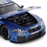 Модель  1:24, BMW M6 GT3, синий, открываются передние двери и капот, свет, звук