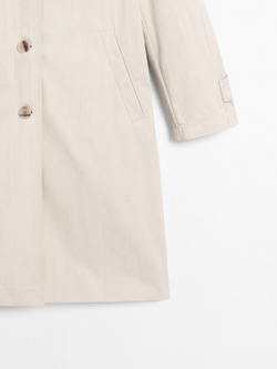 Massimo Dutti Легкое пальто из смесового хлопка с пуговицами, натуральный, кремовый