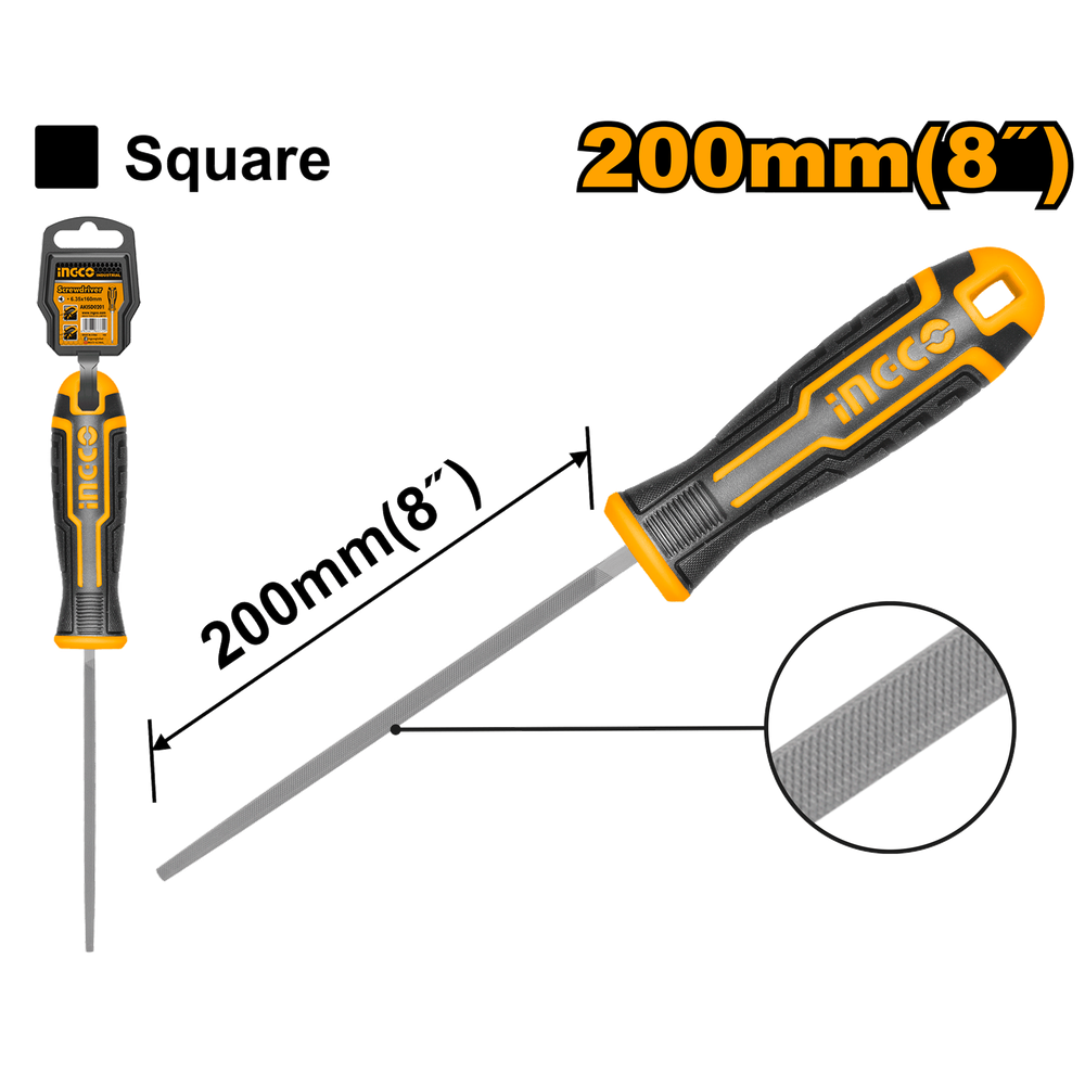 Напильник слесарный квадратный INGCO HSSF088 INDUSTRIAL