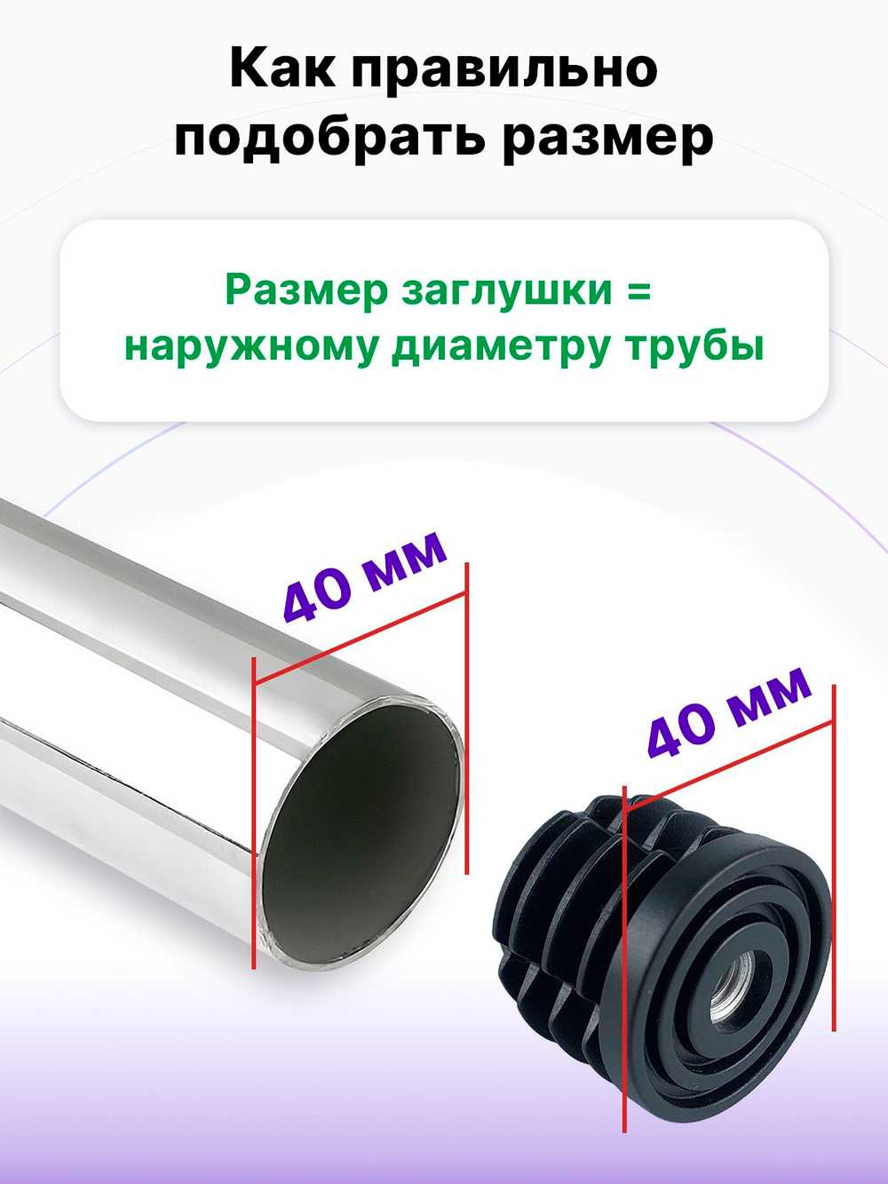 Комплект регулируемых опор D40 M10х35 мм и заглушек D40 с гайкой М10, 4 шт