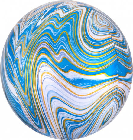3D сфера 22" мрамор голубой, 1 шт. И61