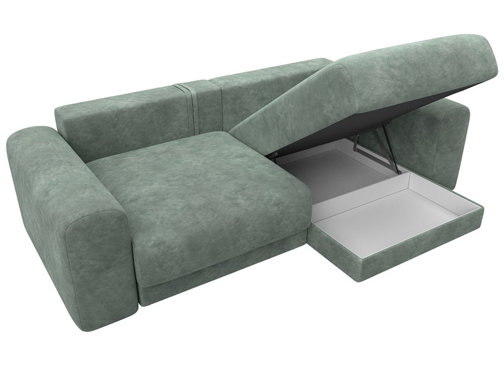 Диван угловой Лига-056 НПБ угол универсальный ВЕЛЮР BRUT 08 зеленый