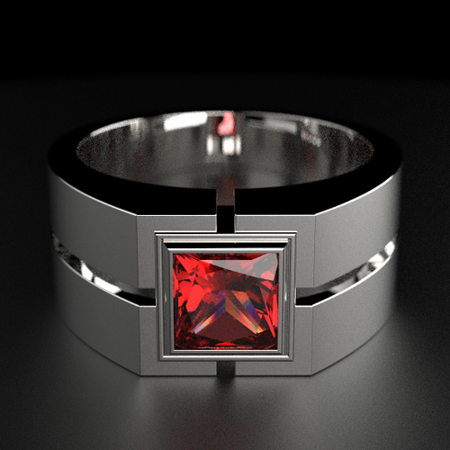 Серебряное кольцо 925 пробы с искусственно выращенным рубином, W-0009