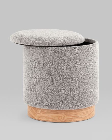 Пуф с ящиком Холли S букле серый