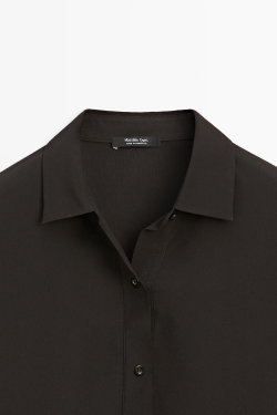 Massimo Dutti Рубашка с драпированными пуговицами, шоколадно-коричневый