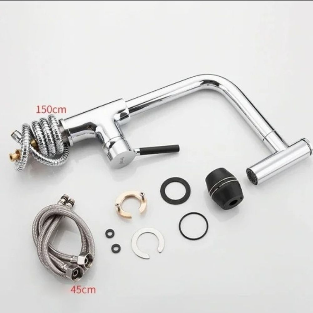 Смеситель для кухни, Frap, выдвиж излив, с картриджем, хром, F6044