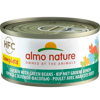 Almo Nature консервы для кошек "HFC Complete" с курицей и зеленой фасолью (55% мяса) 70 г банка