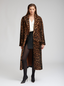 Дубленка леопард двусторонняя без пояса