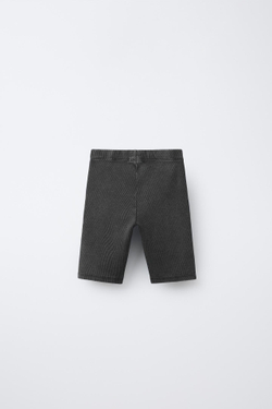 ZARA ШОРТЫ-ВЕЛОСИПЕДКИ В РУБЧИК С ЭФФЕКТОМ ПОТЕРТОСТИ, АНТРАЦИТОВО-СЕРЫЙ