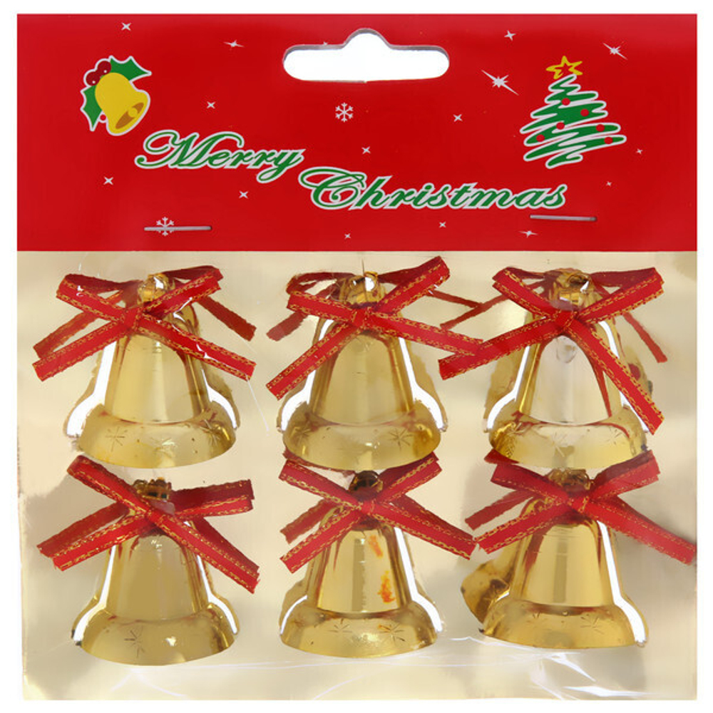 Украшение «Колокольчики» 3см золото (набор 6 шт)