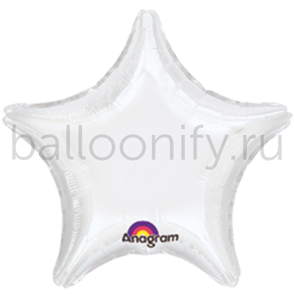 Фольгированная фигура, звезда, 19"/48СМ Пастель White