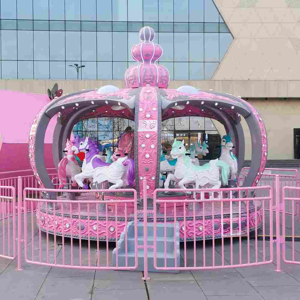 Электрическая карусель «Корона Принцессы» розовая, 12 мест
