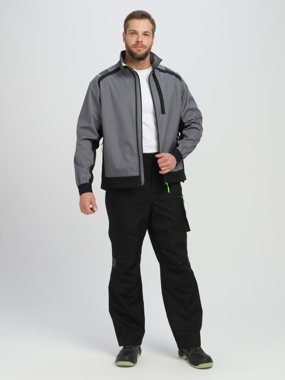 Куртка ProfLineLeader (тк.Софтшел), серый/черный