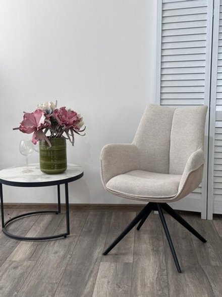 Стул PONTUS 360 град. поворот. KN01-05 Бежевый/ BZ1046-11 Бежевый/ Черный, ®DISAUR