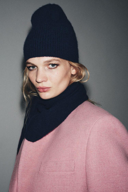 ZARA БАНДАНА ИЗ СМЕСОВОЙ ШЕРСТИ, СИНИЙ