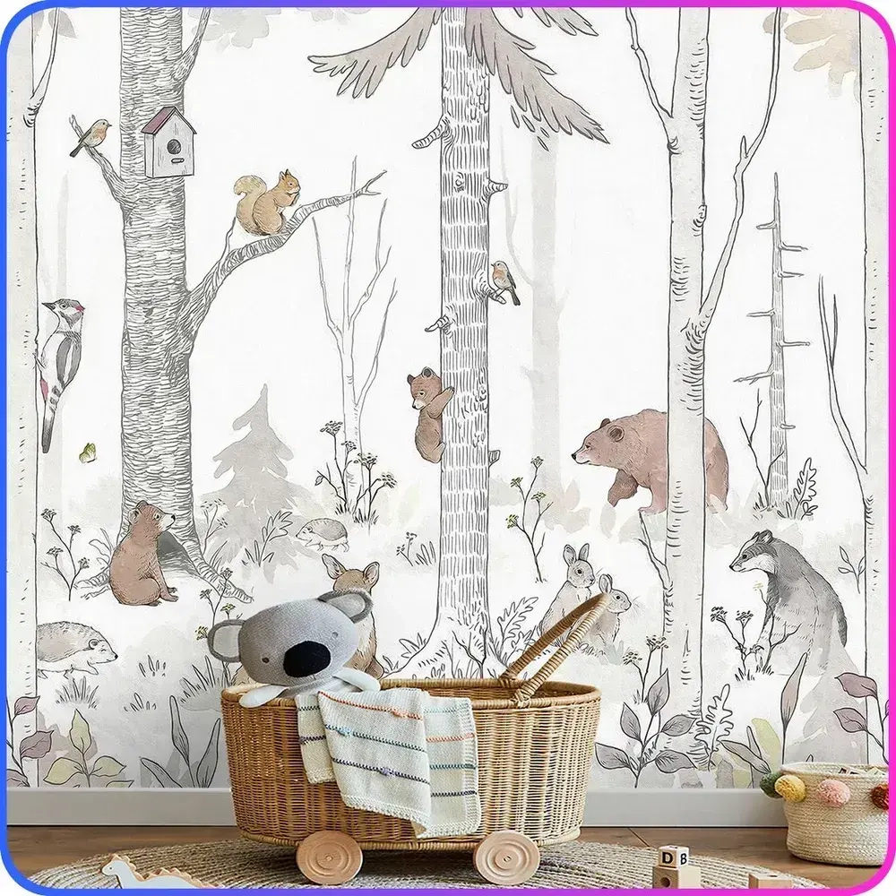 Фотообои детские Лесные животные 300х270 см Luxury Walls AM38303