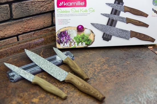 Набор кухонных ножей 4 предмета Kamille КМ-5148 на магнитной планке