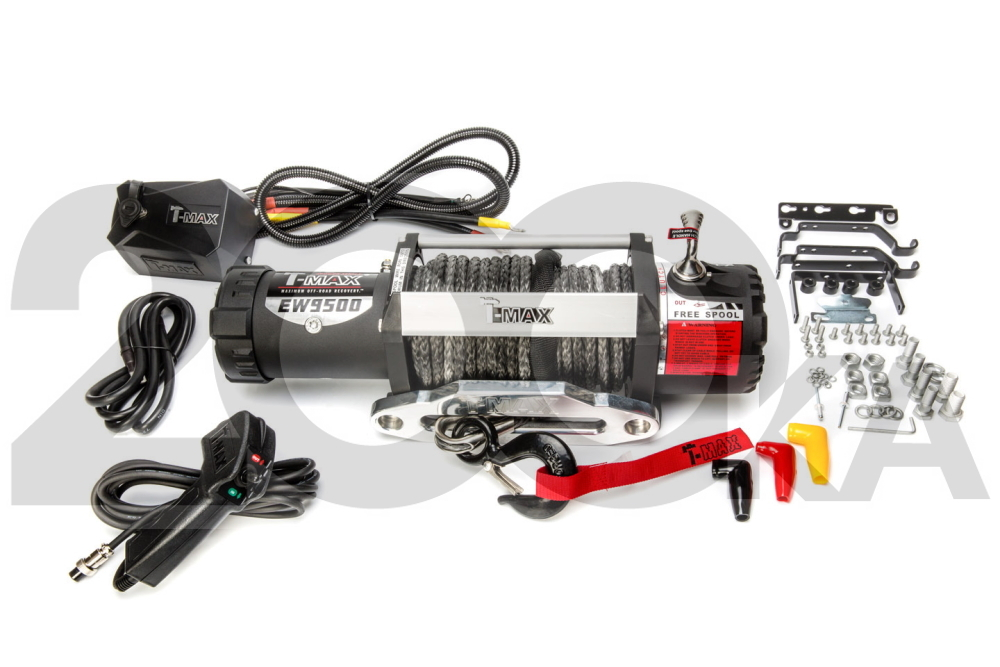 Лебедка автомобильная T-MAX HEW-9500 X-Power (4318кг) электрическая 12В с синтетическим тросом