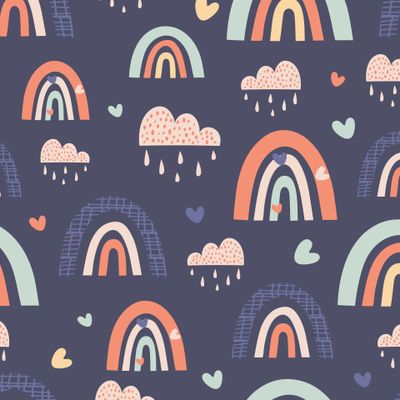 абстрактные радуги на синем фоне