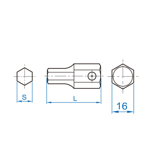 KING TONY (174012H) Вставка (бита) ударная торцевая 16 мм, L = 40 мм, HEX, 12 мм