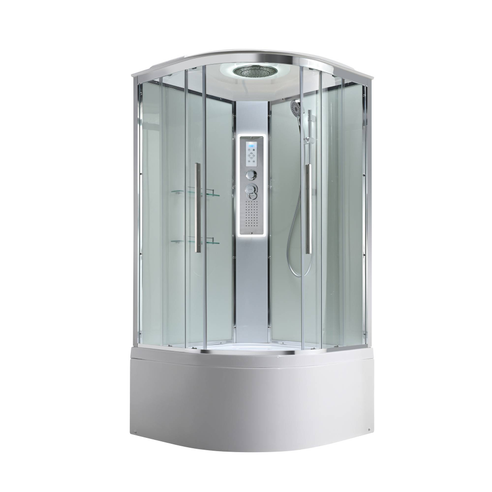 Душевая кабина AvaCan (АваКан) EM5090LEDT с высоким поддоном, с ГМ, с электрикой и LED освещением, 90х90х220