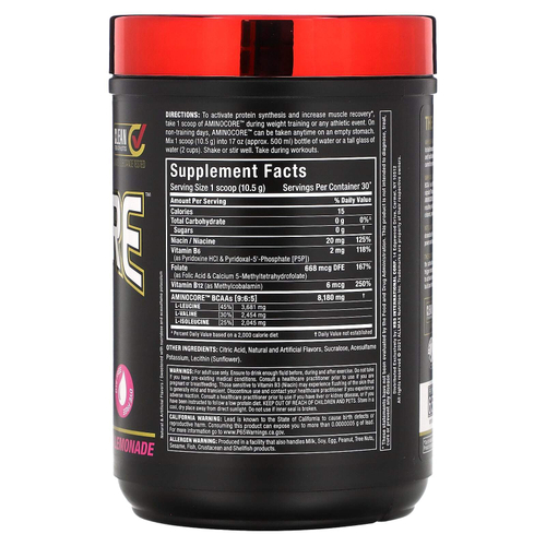 ALLMAX, AMINOCORE™ BCAA, со вкусом розового лимонада, 315 г (0,69 фунта)