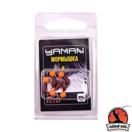 Мормышка безнасад. ЯМАН "Банан" матовый шоколад, d-3 мм, вес 0,5 г, шарик оранжевый неон