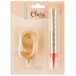 Набор «Фонтан и свеча-цифра» в золотом цвете 10 см, 1 шт