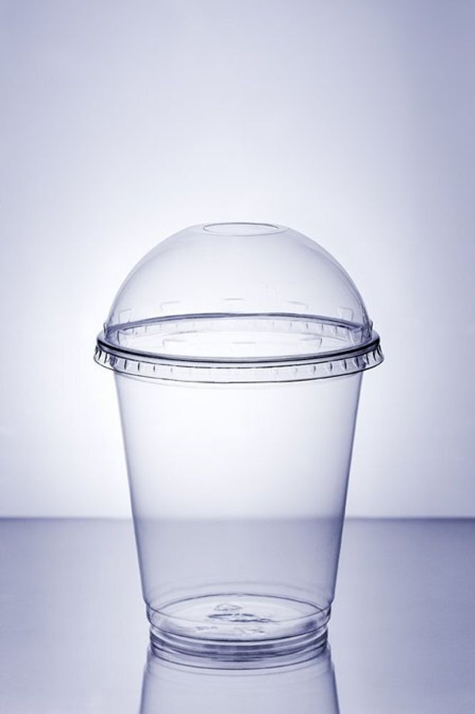 Набор стакан прозрачный ПЭТ 300 мл + крышки купольные (50+50)