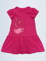 10568 Платье детское с наклейкой кулирка малиновый (64-122/128)