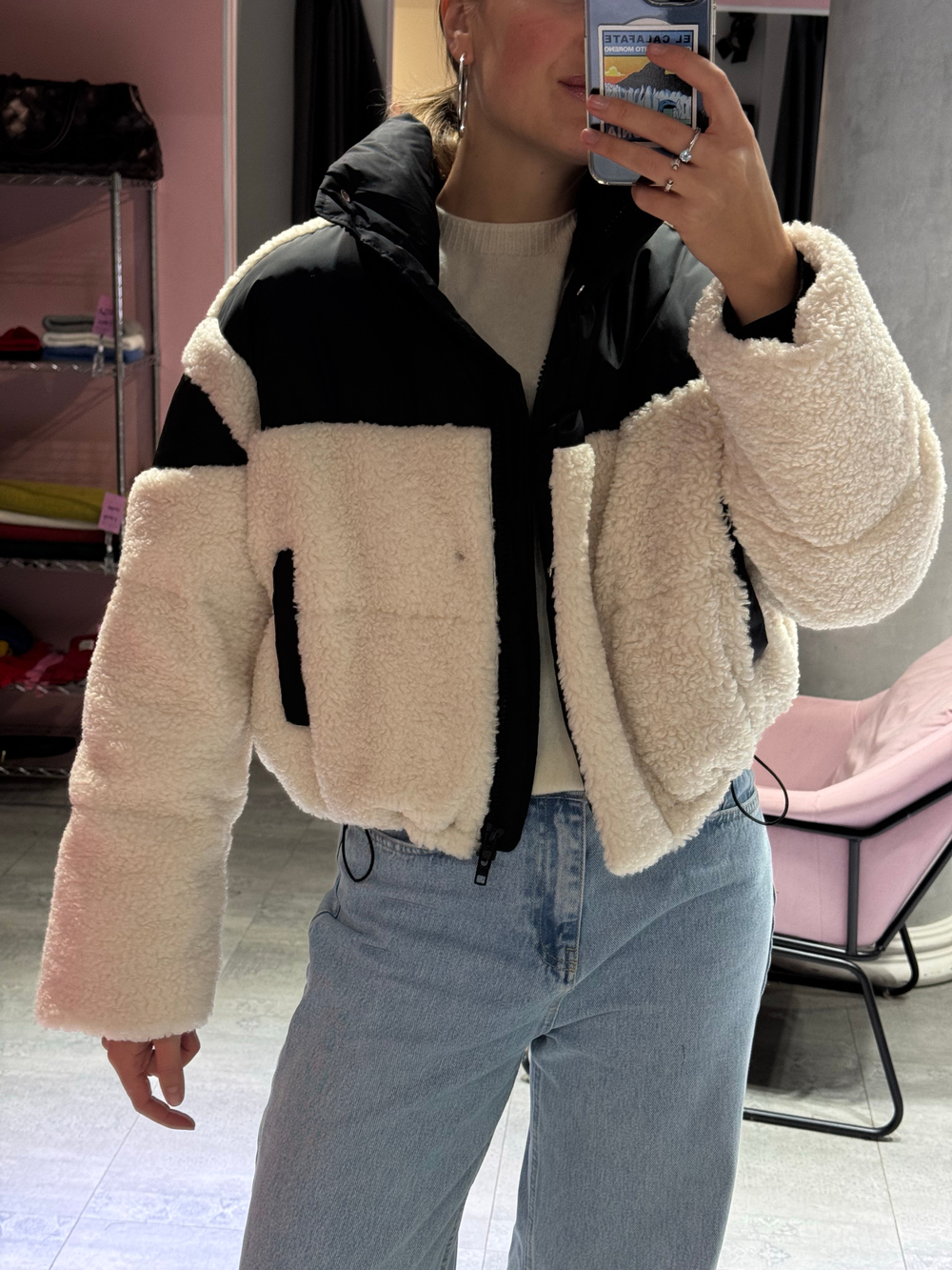 Пуховик North молочный