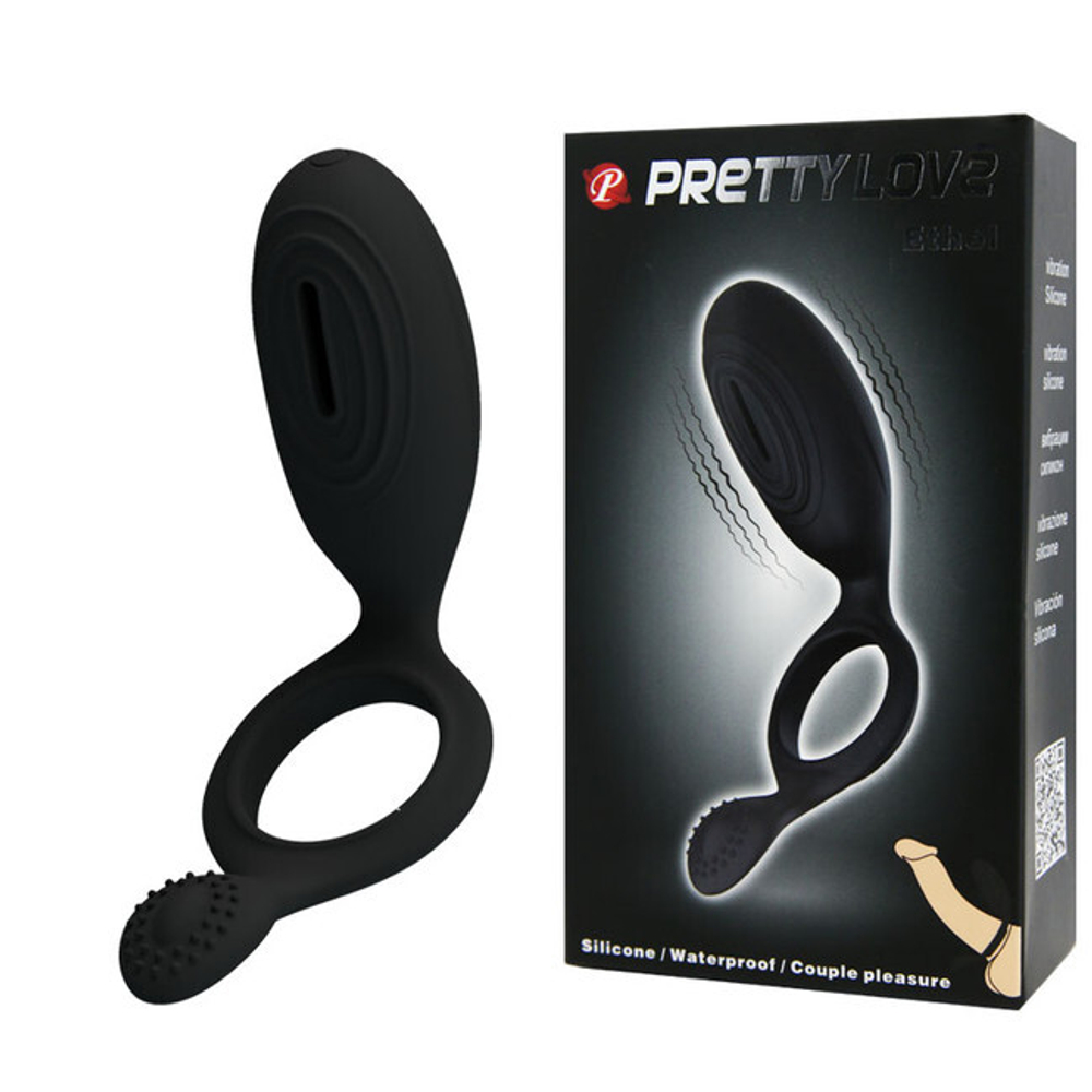 Эрекционное кольцо с клиторальным массажером Pretty Love ETHEL (Цвет: черный)