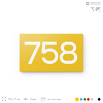 Номер на дверь 758, табличка на дверь для офиса, квартиры, кабинета, аудитории, склада, желтая 120х70 мм, Айдентика Технолоджи