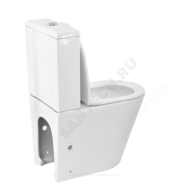 Унитаз-компакт горизонтальный выпуск нижний подвод с арматурой 2/реж слив кнопка с сиденьем дюропласт микролифт белый Circulo Rimless Selena C011WG