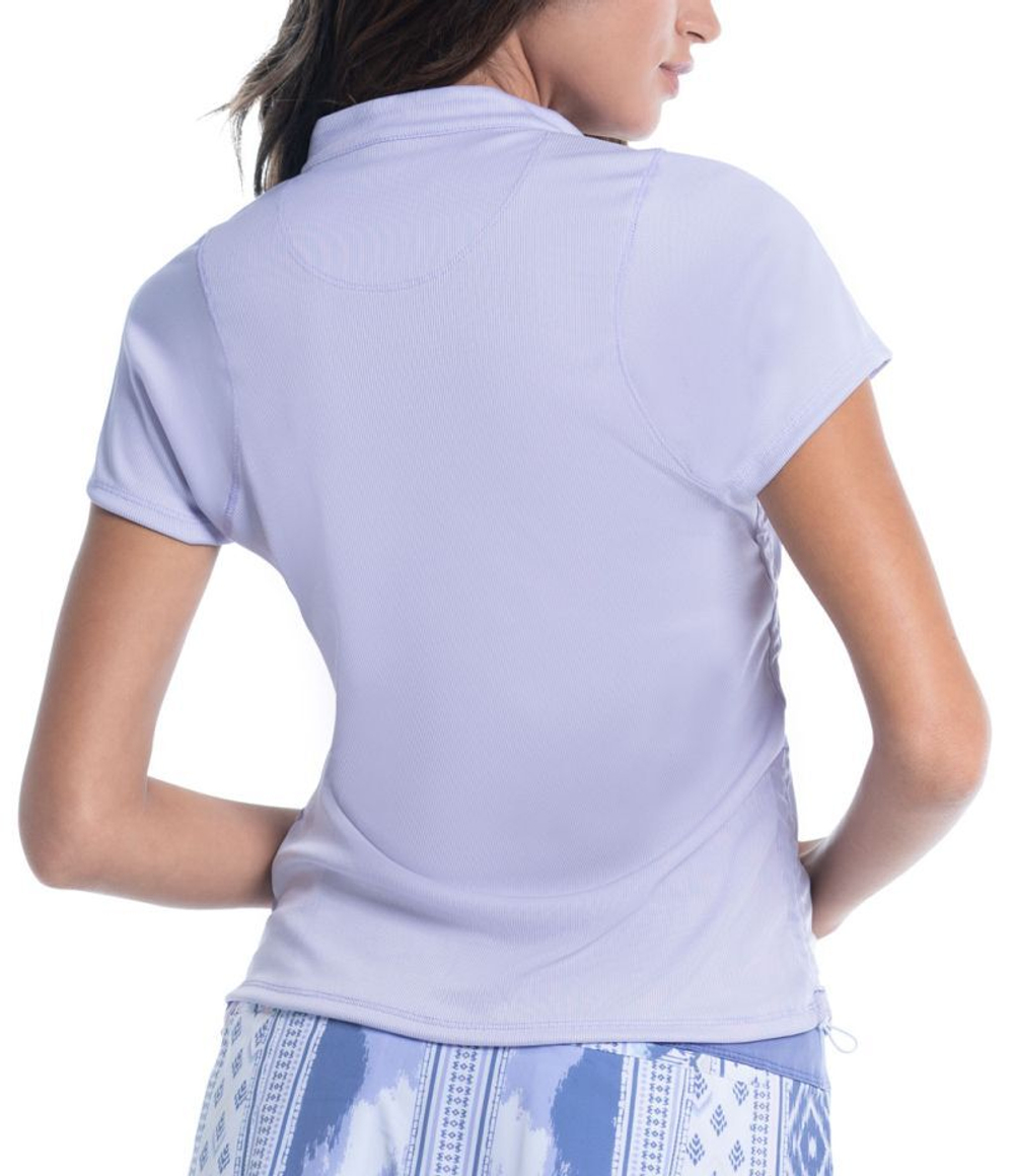 Женская теннисная футболка Lucky in Love All About Ikat Ruche Me Along Short Sleeve Top - purple