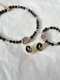 HMG Enamel Серьги Лаванда черные