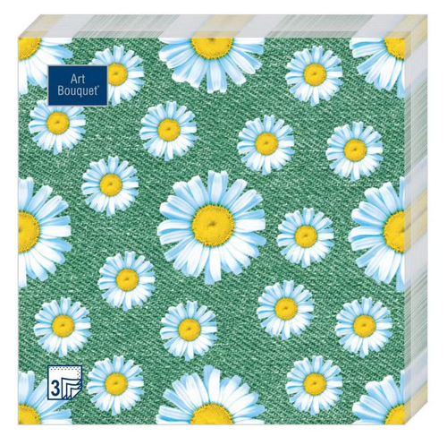Салфетки бум DESNA BOUQUET 33*33 3сл Ромашки на зеленом(20л)