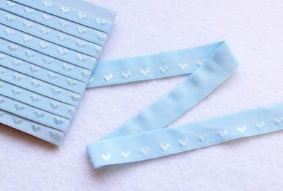 Бейка трикотажная (эластичная, 1,5см). Голубая (СЕРДЕЧКИ)
