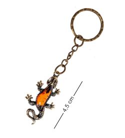 AM- 867 Брелок «Ящерка» (латунь, янтарь)