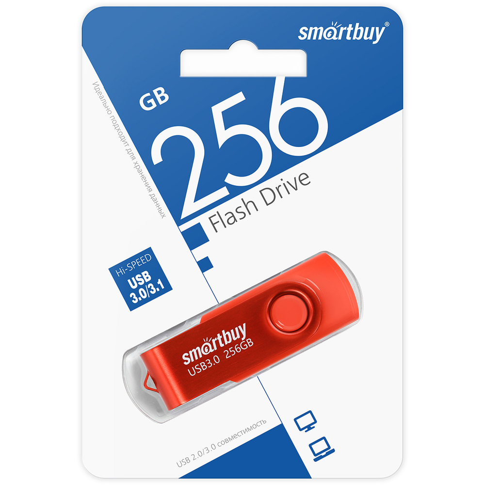 USB 3.0/3.1 карта памяти 256ГБ Smart Buy Twist (красный)