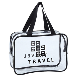 Косметичка водонепроницаемая ПВХ на молнии сумочка с ручкой TRAVEL, прозрачная 29,5*11*21см