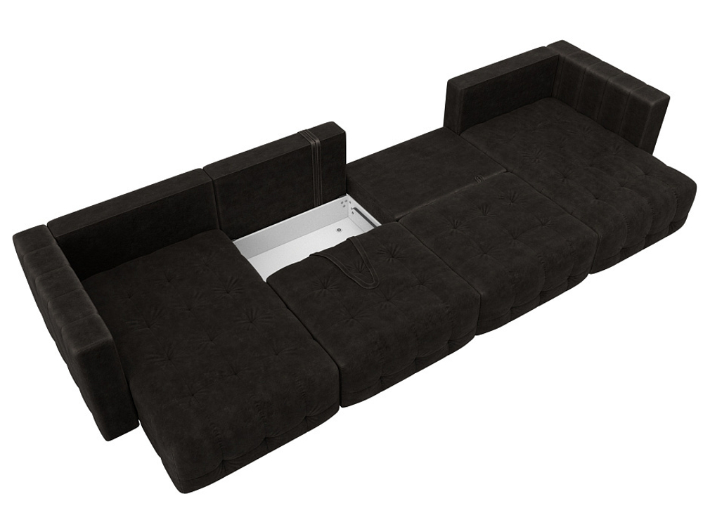 Диван П-образный Лига-052 НПБ Лонг, BRUT 17 ВЕЛЮР коричневый