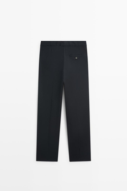 Massimo Dutti Прямые брюки из 100% холодной шерсти, темно-синий