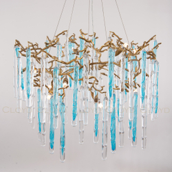 Люстра Cloyd PANGEA C10 / Ø86 см - латунь - голубое стекло (арт.10405)